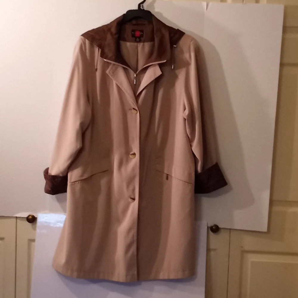 Gallery Trench Coat - Women Size (1X) - Beige - Picture 1 of 9